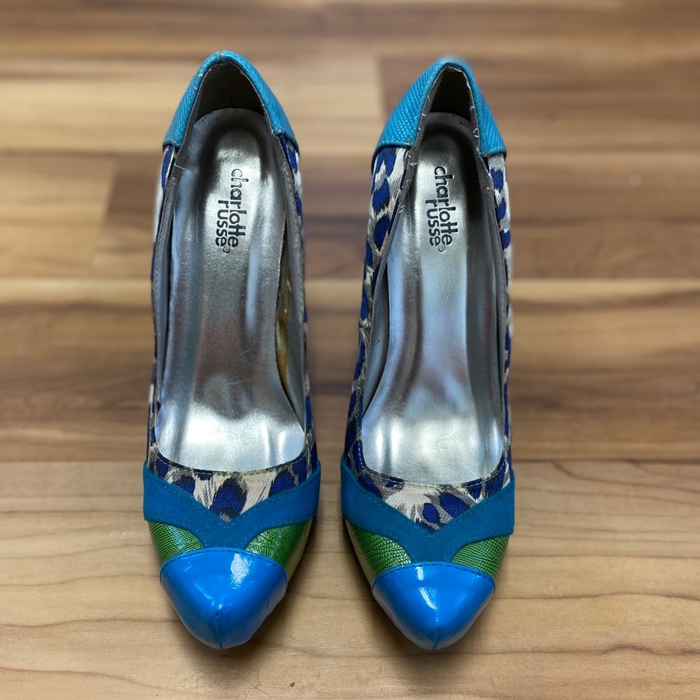 Blue, Green, Peacock Pattern Heels